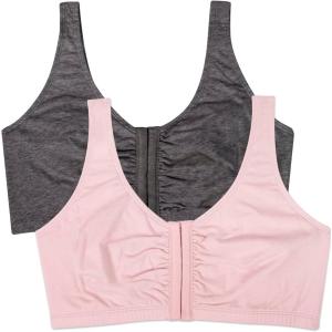 imageFruit of the Loom Womens MultiPack Front Closure Cotton BraBlushing RoseCharcoal Heather 2pack