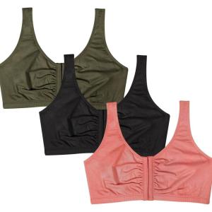 imageFruit of the Loom Womens MultiPack Front Closure Cotton BraDesert Dusk Olive NightBlack