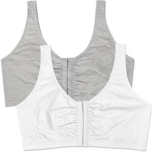 imageFruit of the Loom Womens MultiPack Front Closure Cotton BraHeather GreyWhite 2pack