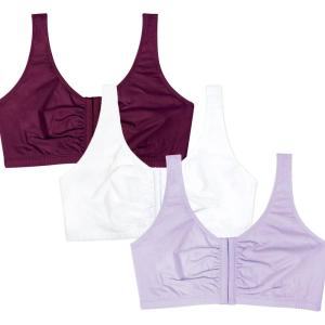 imageFruit of the Loom Womens MultiPack Front Closure Cotton BraLilac WhisperWhitePurple Velvet
