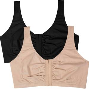 imageFruit of the Loom Womens MultiPack Front Closure Cotton BraSandBlack 2pack