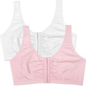 imageFruit of the Loom Womens MultiPack Front Closure Cotton BraWhiteBlushing Rose 2pack