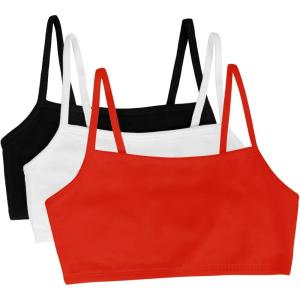 imageFruit of the Loom Womens MultiPack Spaghetti Strap Cotton Sports BraBlackWhiteRed Hot