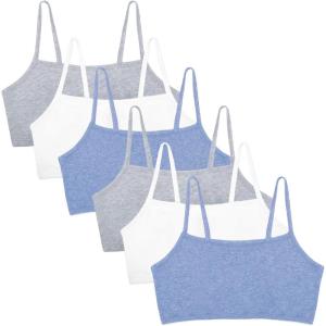 imageFruit of the Loom Womens MultiPack Spaghetti Strap Cotton Sports BraHeather GreyHeather GreyWhiteWhiteHeather BlueHeather Blue