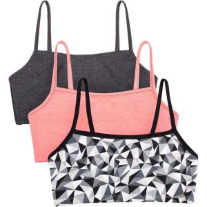 imageFruit of the Loom Womens MultiPack Spaghetti Strap Cotton Sports BraKaleidescopeCharcoalPunchy Peach