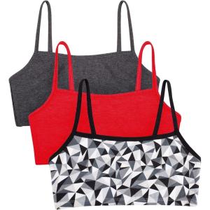 imageFruit of the Loom Womens MultiPack Spaghetti Strap Cotton Sports BraKaleidoscopeCharcoalRed Hot