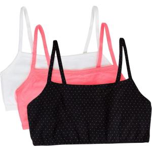 imageFruit of the Loom Womens MultiPack Spaghetti Strap Cotton Sports BraPin DotPopsicle PinkWhite