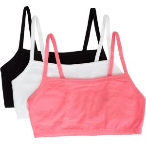 imageFruit of the Loom Womens MultiPack Spaghetti Strap Cotton Sports BraPopsicle PinkWhiteBlack Hue