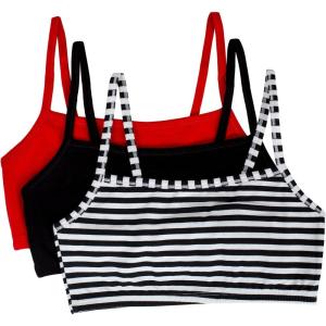 imageFruit of the Loom Womens MultiPack Spaghetti Strap Cotton Sports BraSkinny StripeBlack HueRed Hot