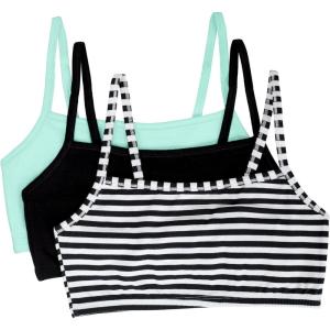 imageFruit of the Loom Womens MultiPack Spaghetti Strap Cotton Sports BraSkinny StripeBlackMint Chip
