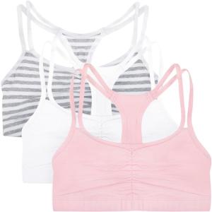 imageFruit of the Loom Womens MultiPack Spaghetti Strap Cotton Sports BraSkinny StripeWhiteBlushing Rose