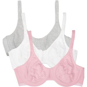 imageFruit of the Loom Womens MultiPack Unlined Underwire Cotton BraBittersweet PinkWhtGrey Hthr