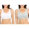 imageFruit of the Loom Womens 2Pack Shirred Front Sport Bra  Removable Pads for Customizable SupportWhiteHeather Grey