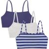 imageFruit of the Loom Womens MultiPack Spaghetti Strap Cotton Sports BraRugby StripeSkipper BlueHeather Grey