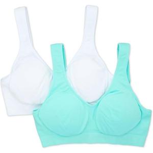 imageFruit of the Loom Womens 2Pack Wireless Seamless BraAruba BlueWhite