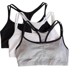 imageFruit of the Loom Womens MultiPack Spaghetti Strap Cotton Sports BraGrey With BlackWhiteBlack