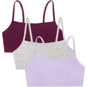 imageFruit of the Loom Womens MultiPack Spaghetti Strap Cotton Sports BraPurple VelvetHeather GreyLilac