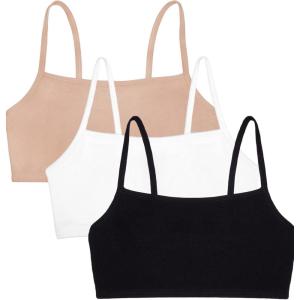 imageFruit of the Loom Womens MultiPack Spaghetti Strap Cotton Sports BraWhiteSandBlack