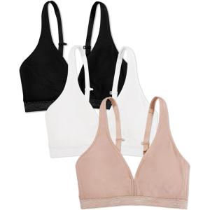 imageFruit of the Loom womens Wirefree Cotton BraletteBlack HueWhiteSand