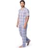 imageFruit of the Loom Mens Broadcloth Short Sleeve Top and Long Pants Pajama SetIvoryBlueRed Plaid