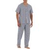 imageFruit of the Loom Mens Broadcloth Short Sleeve Top and Long Pants Pajama SetNavyWhite Check