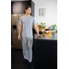 imageFruit of the Loom mens 360 Stretch Short Sleeve Vneck Top and Pant Sleep Pajama SetGrey Heather