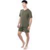 imageFruit of the Loom mens 360 Stretch Short Sleeve Vneck Top and Short Sleep Pajama SetDusty Olive