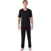 imageFruit of the Loom mens 360 Stretch Short Sleeve Vneck Top and Pant Sleep Pajama SetBlack