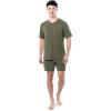 imageFruit of the Loom mens 360 Stretch Short Sleeve Vneck Top and Short Sleep Pajama SetDusty Olive