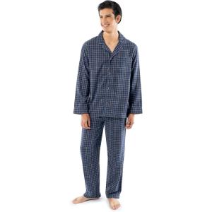 imageFruit of the Loom Mens Flannel Pajama Sleep SetNavy Plaid