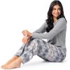imageFruit of the Loom Womens Sueded Jersey Crew Top and Fleece Pant Sleep SetGrey HeatherNordic Snow