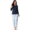 imageFruit of the Loom Womens Sueded Jersey Crew Top and Fleece Pant Sleep SetNavySnow Plaid