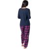imageFruit of the Loom Womens Waffle VNeck Top and Flannel Pant Sleep SetNavyPink Plaid