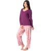 imageFruit of the Loom Womens Waffle VNeck Top and Flannel Pant Sleep SetPurpleFluffy Trees