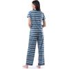 imageFruit of the Loom womens Short Sleeve Tee and Pant 2 Piece Sleep SetBlue Stripe