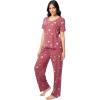 imageFruit of the Loom womens Short Sleeve Tee and Pant 2 Piece Sleep SetRedHearts