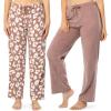 imageFruit of the Loom Womens Fleece Sleep Pajama Pant 2 PackHeather BurlwoodAnimal Print