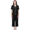 imageFruit of the Loom Womens Pipped Button Down Sleep SetBlack