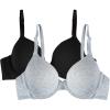 imageFruit of the Loom Womens Smooth Cotton TShirt Bra  UltraSoft Flexible and Invisible Under TeesBlack HueGrey Heather