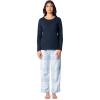 imageFruit of the Loom Womens Sueded Jersey Crew Top and Fleece Pant Sleep SetNavySnow Plaid
