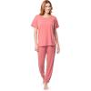 imageFruit of the Loom womens Breathable Short Sleeve Top and Jogger Pant Sleep Pajama SetDesert Rose