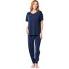 imageFruit of the Loom womens Breathable Short Sleeve Top and Jogger Pant Sleep Pajama SetMidnight Blue