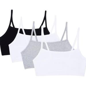 imageFruit of The Loom Womens Spaghetti Strap Cotton Pullover Sports Bra Value PackBlackWhiteWhiteHeather Grey 4pack
