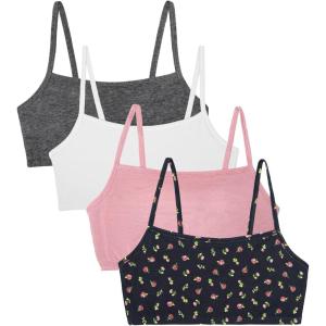imageFruit of The Loom Womens Spaghetti Strap Cotton Pullover Sports Bra Value PackDancing RosebudsLilasWhiteCharcoal