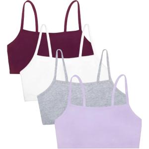 imageFruit of The Loom Womens Spaghetti Strap Cotton Pullover Sports Bra Value PackPurpleWhiteLilacGrey