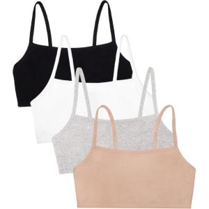 imageFruit of The Loom Womens Spaghetti Strap Cotton Pullover Sports Bra Value PackSandWhiteBlackHeather Grey