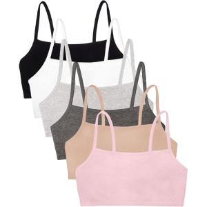 imageFruit of The Loom Womens Spaghetti Strap Cotton Pullover Sports Bra Value PackSandWhiteHeather GreyBlackBlushing RoseCharcoal