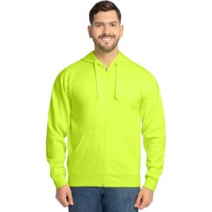 imageFruit of the Loom Eversoft Fleece Full Zip Hoodie SweatshirtSafety Green Full Zip