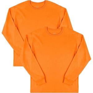 imageFruit of the Loom Mens Eversoft Cotton Long Sleeve T Shirts Breathable ampamp Moisture Wicking with Odor ControlLong Sleeve  Safety Orange