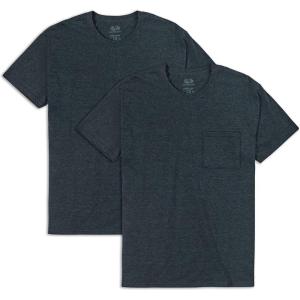 imageFruit of the Loom Mens Eversoft Cotton Short Sleeve Pocket TShirts Breathable 2Pack2 Pack  Black Heather